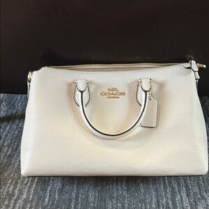 Coach Cream Satchel with Gold-Tone Accents